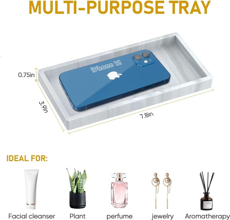 EG-SIPRO Bathroom Counter Tray EG-SIPRO Shatterproof Silicone Bathroom Vanity Tray High-Grade Durable Rectangle Tray for Bathroom Trays for Counter Soap Dispenser Tray-Small 7.8 * 3.9 in - Image 4
